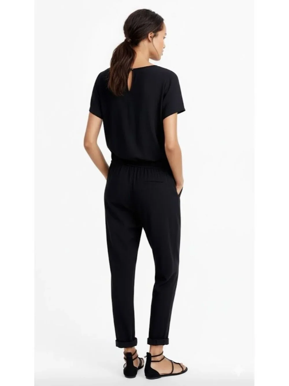 NWT J.Crew Relaxed Jumpsuit in Black Tencel Linen V-neck Jumper XXXS 3XS